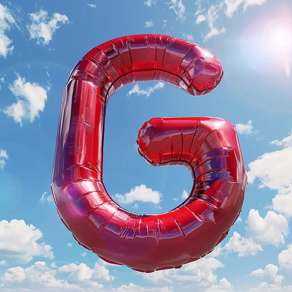 G letter red balloon 3D cloud sky