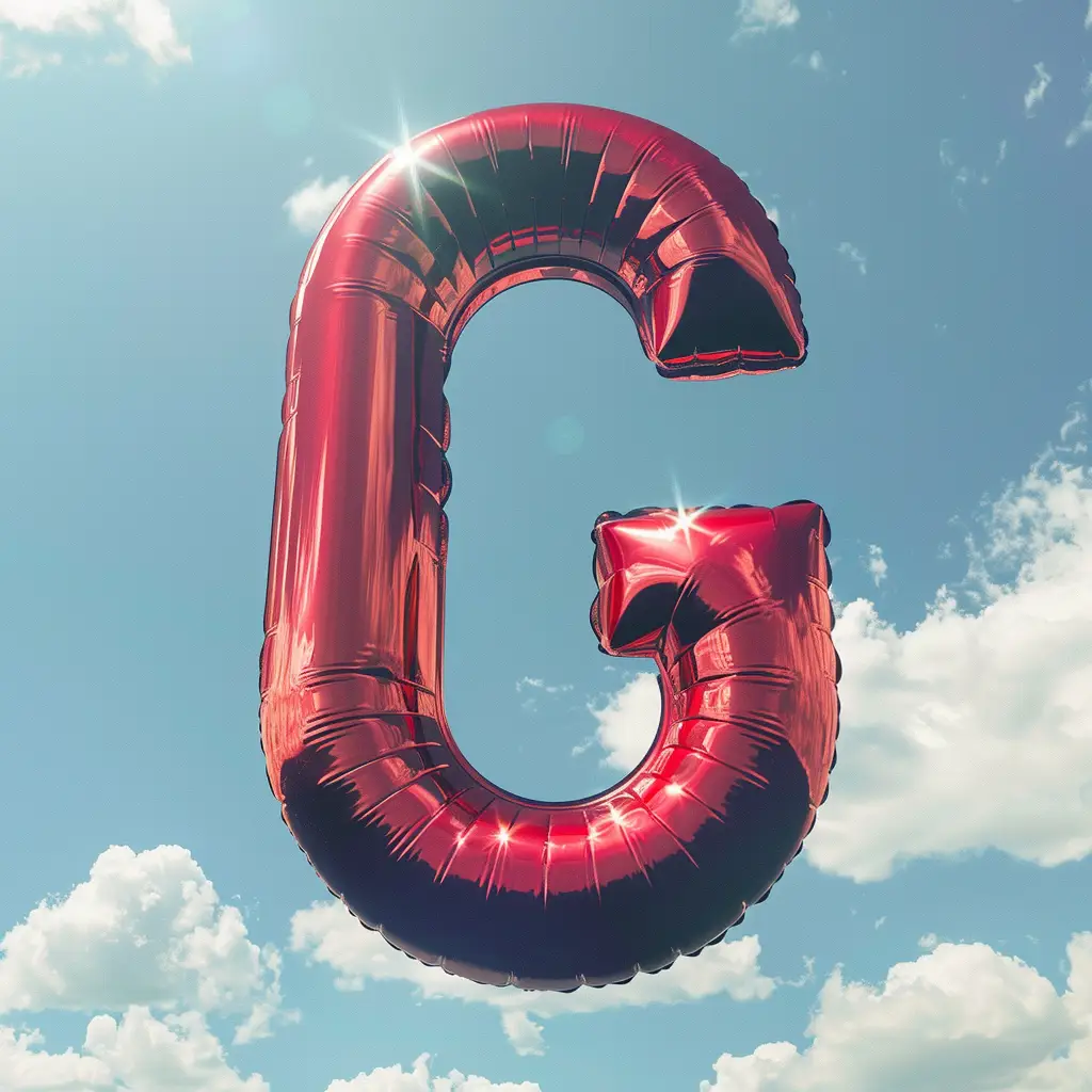 G letter red balloon sky cloud 3D