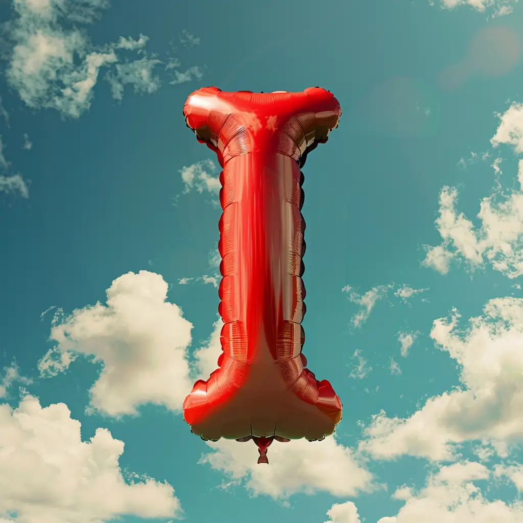 I letter red balloon 3D cloud sky
