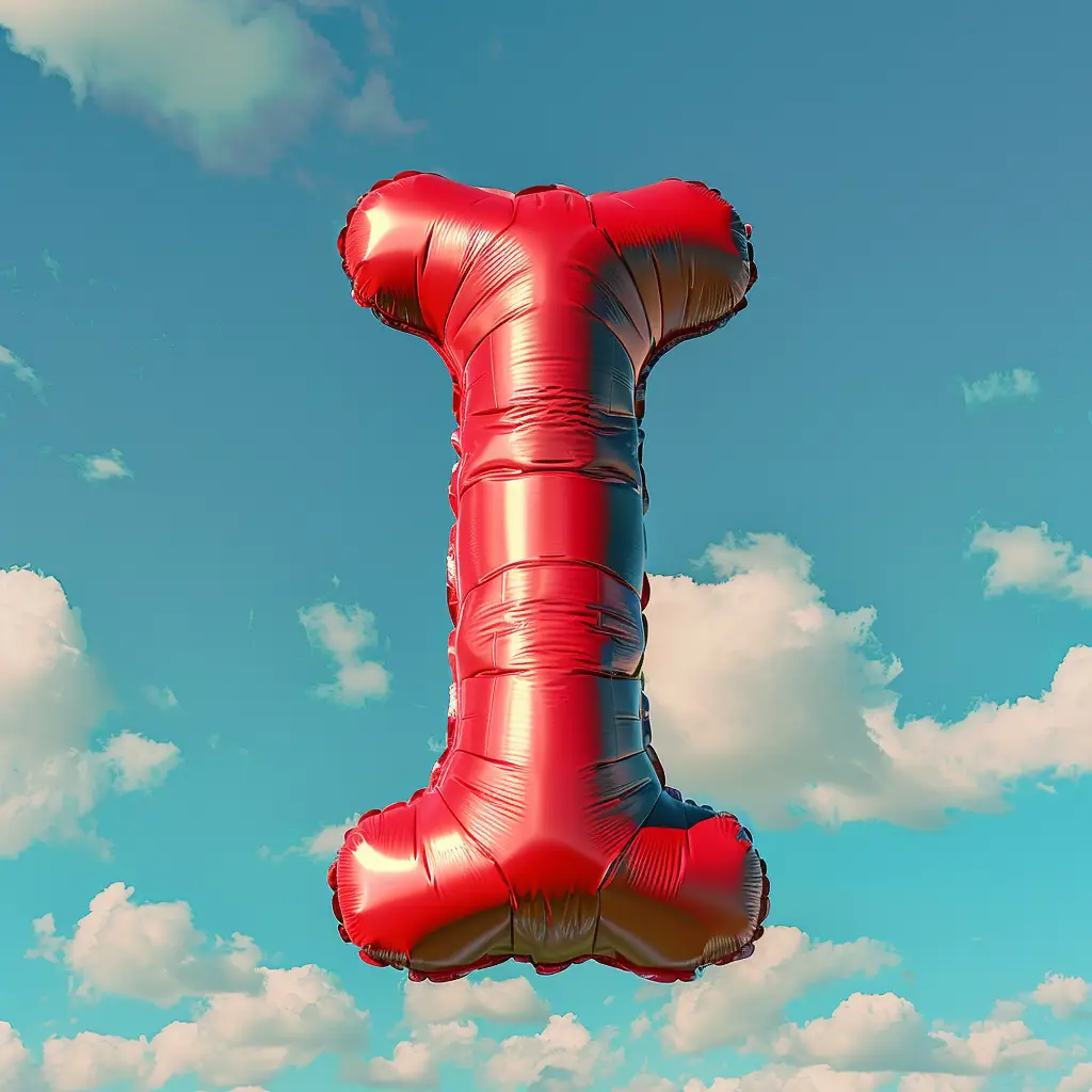 I letter red balloon cloud 3D sky