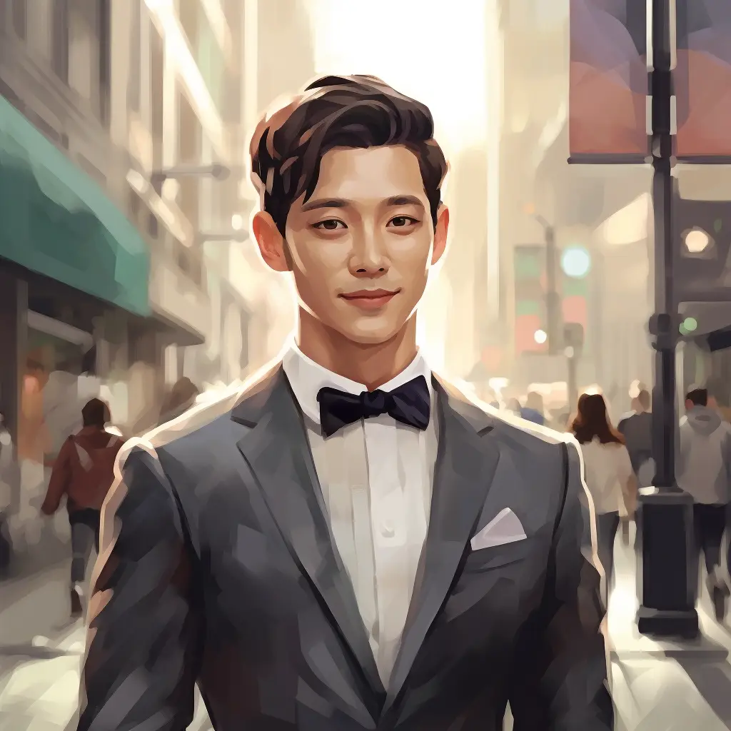 Korean elite gentleman man cartoon illustration painting face portrait