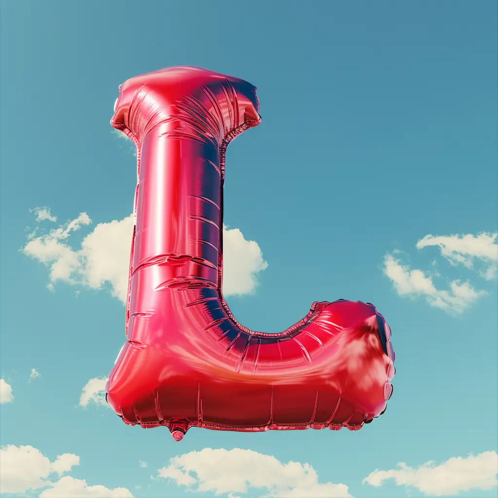 L letter red balloon 3D cloud sky