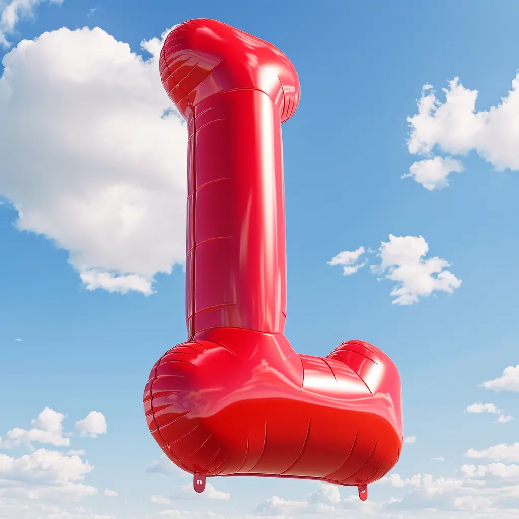 L letter red balloon cloud 3D sky