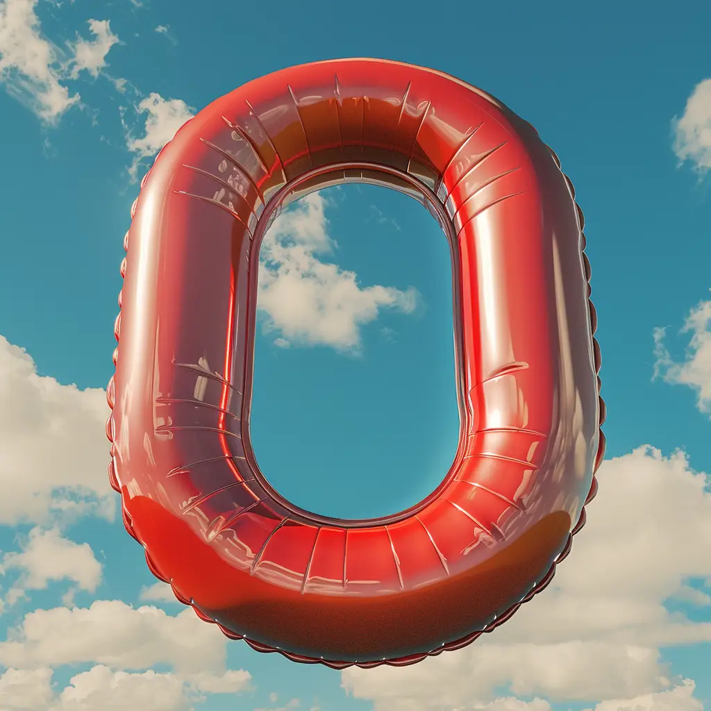 O letter red balloon cloud 3D sky