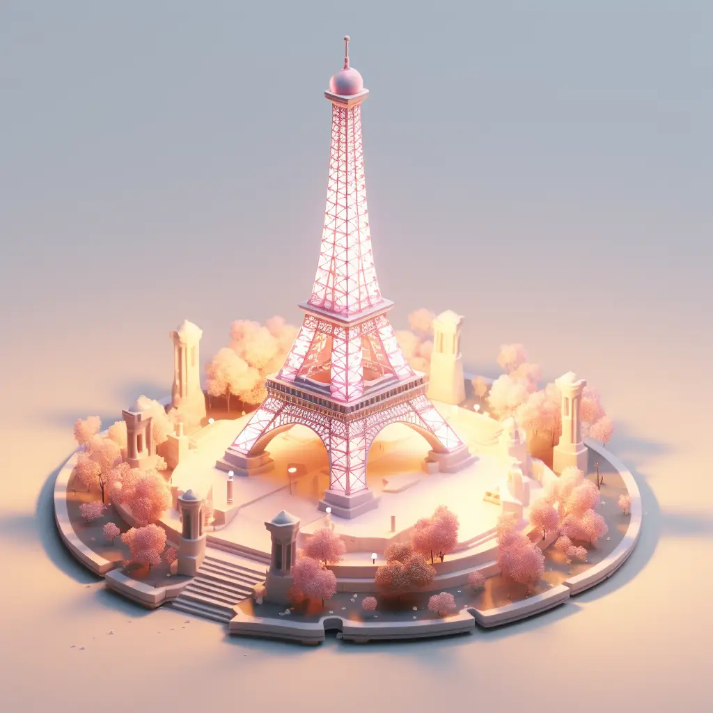 Paris Eiffel Tower 3D C4D model scene space