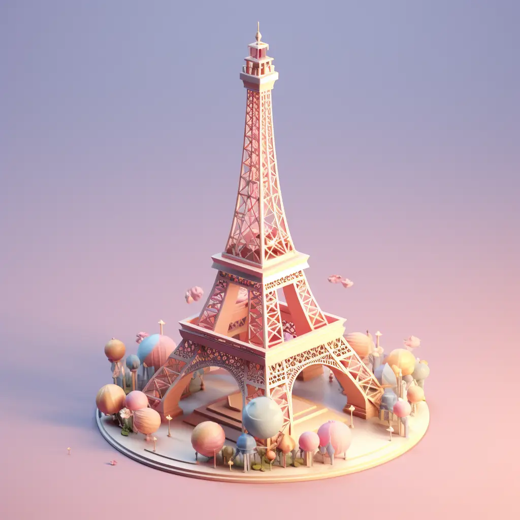 Paris Eiffel Tower 3D C4D model space scene