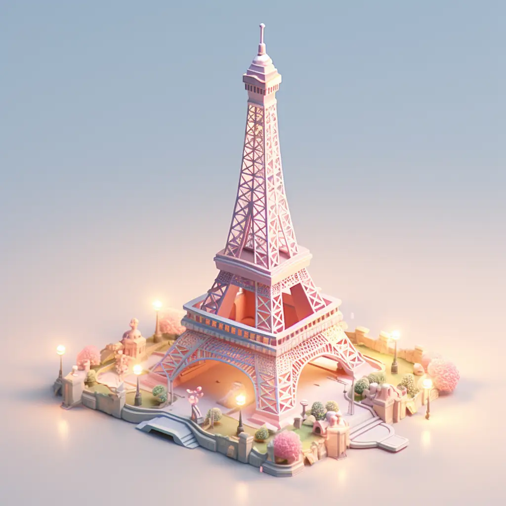 Paris Eiffel Tower C4D 3D model scene space