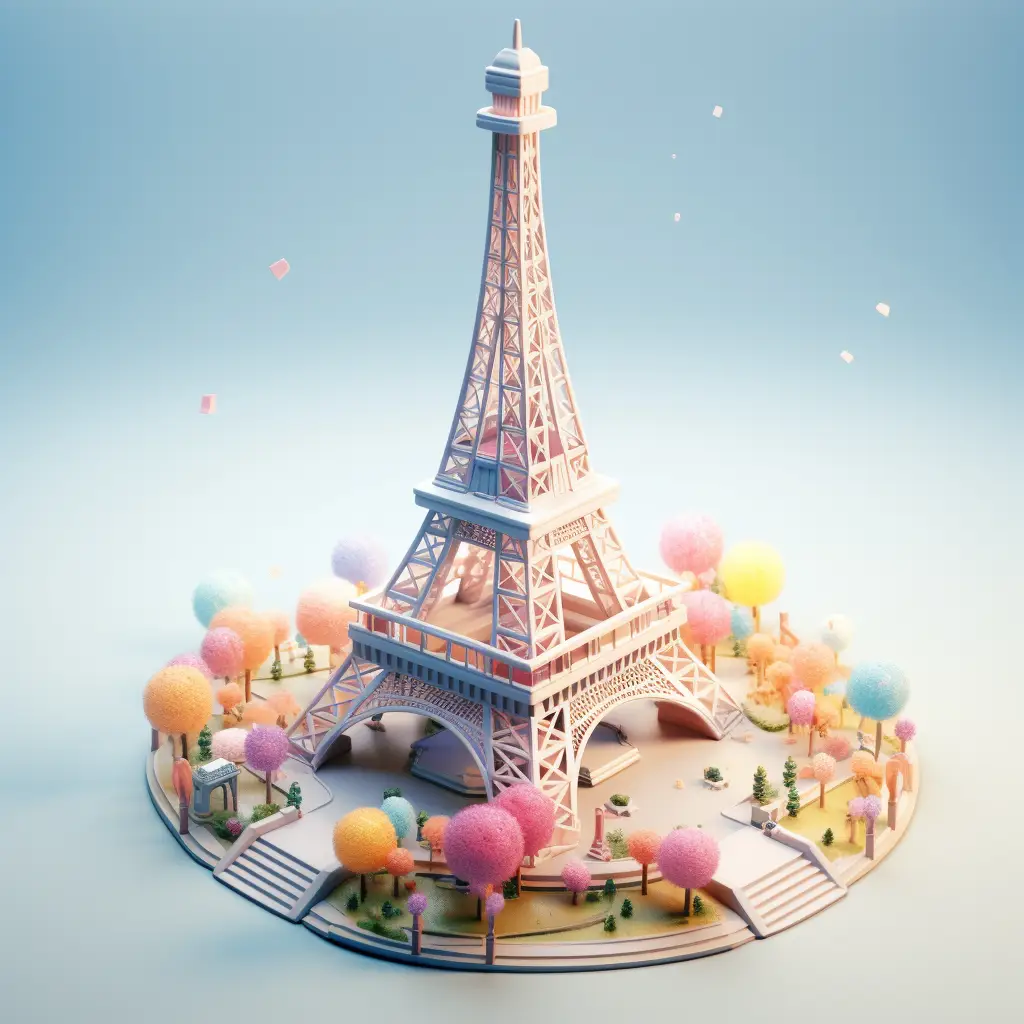 Paris Eiffel Tower C4D 3D model space scene