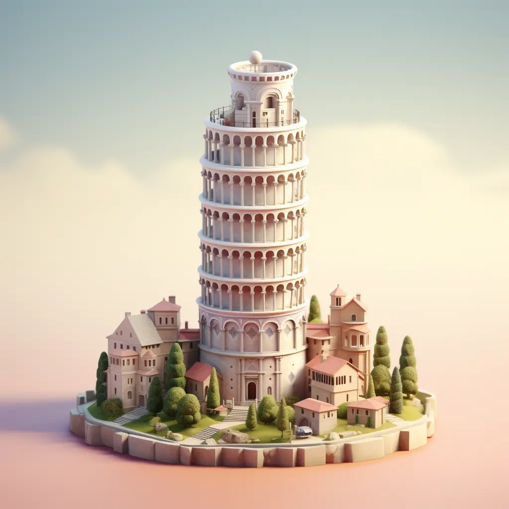 Pisa Leaning Tower 3D C4D model space scene