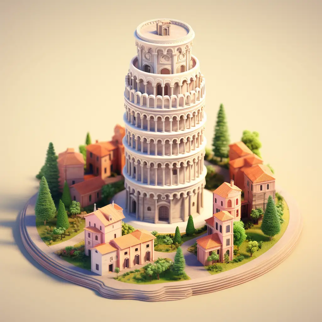 Pisa Leaning Tower 3D C4D space model scene