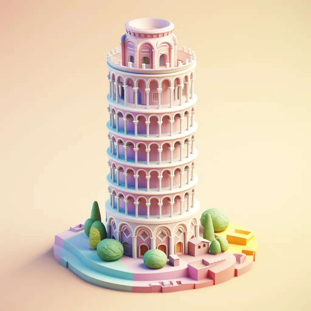 Pisa Leaning Tower C4D 3D model space scene