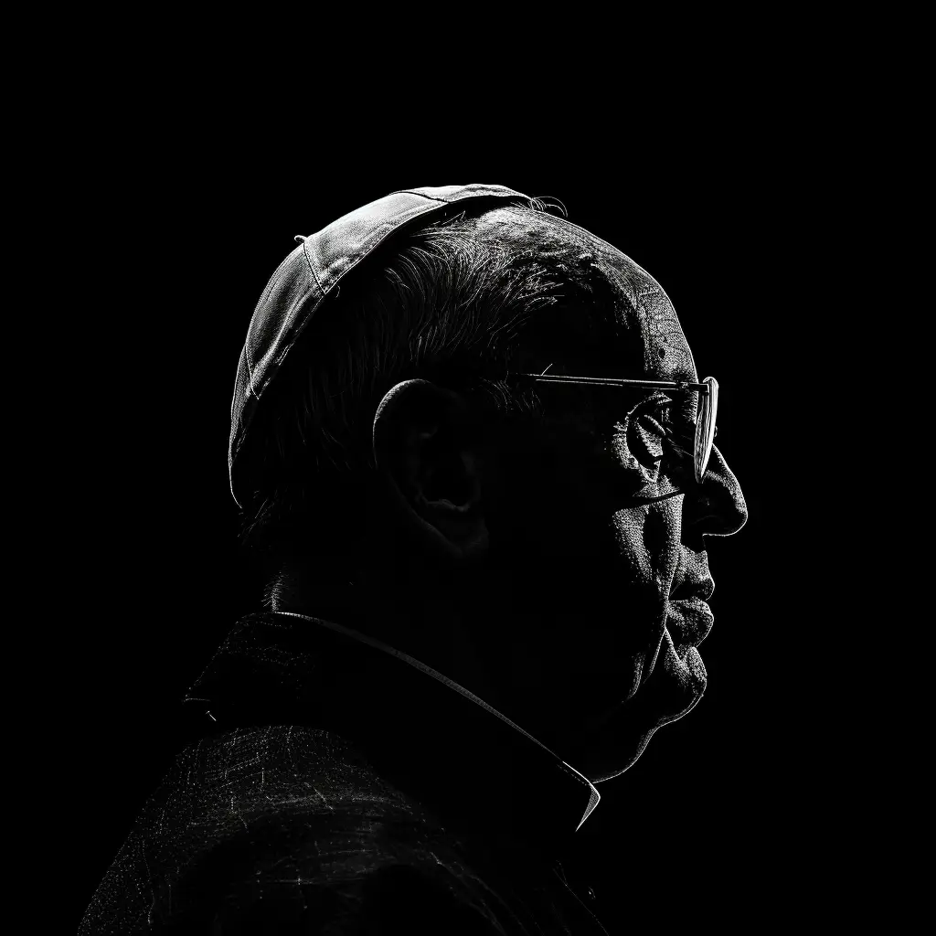 Pope black white light head face mysterious silhouette photography