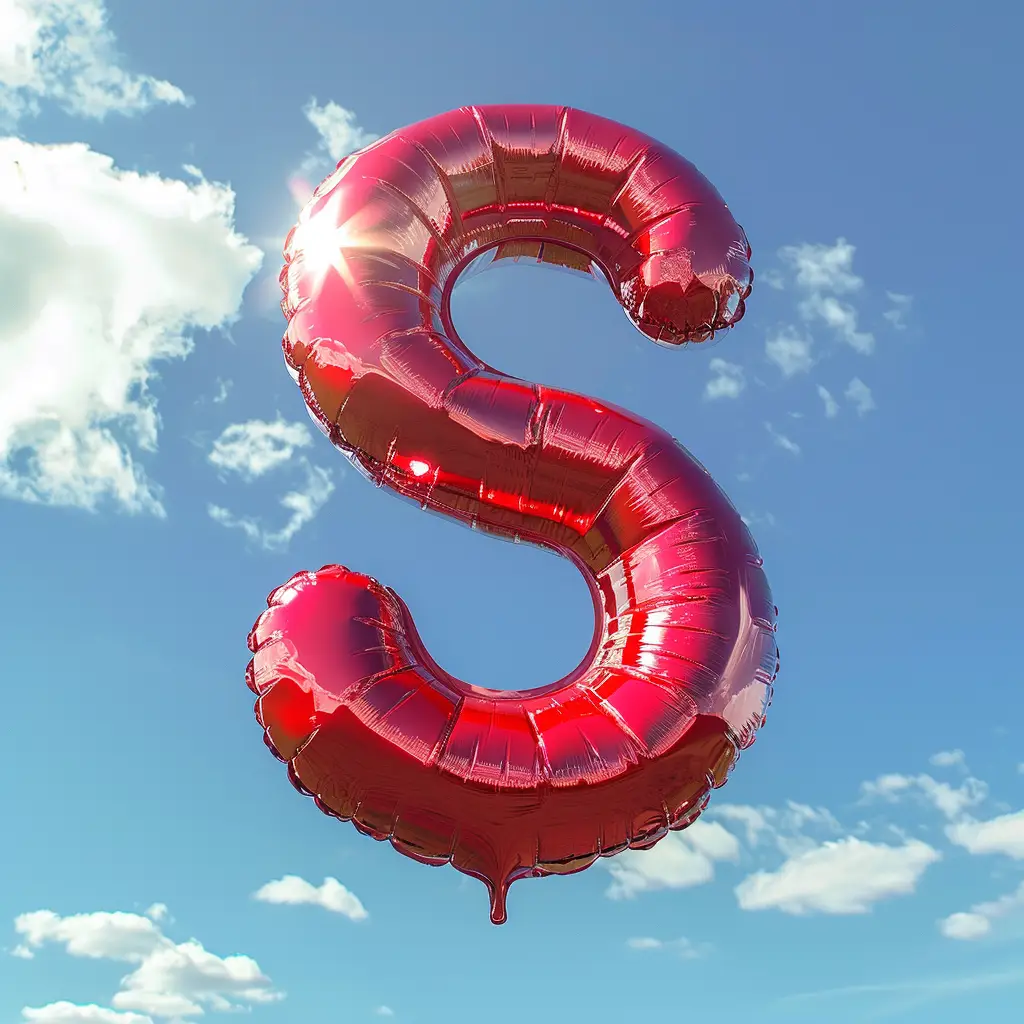 S letter red balloon cloud 3D sky