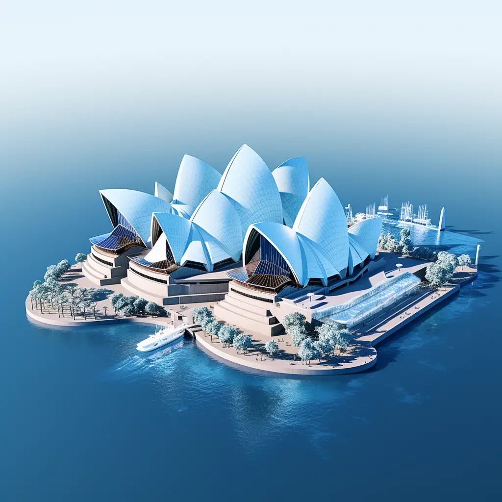 Sydney Opera House Australia city blue scene 3D model