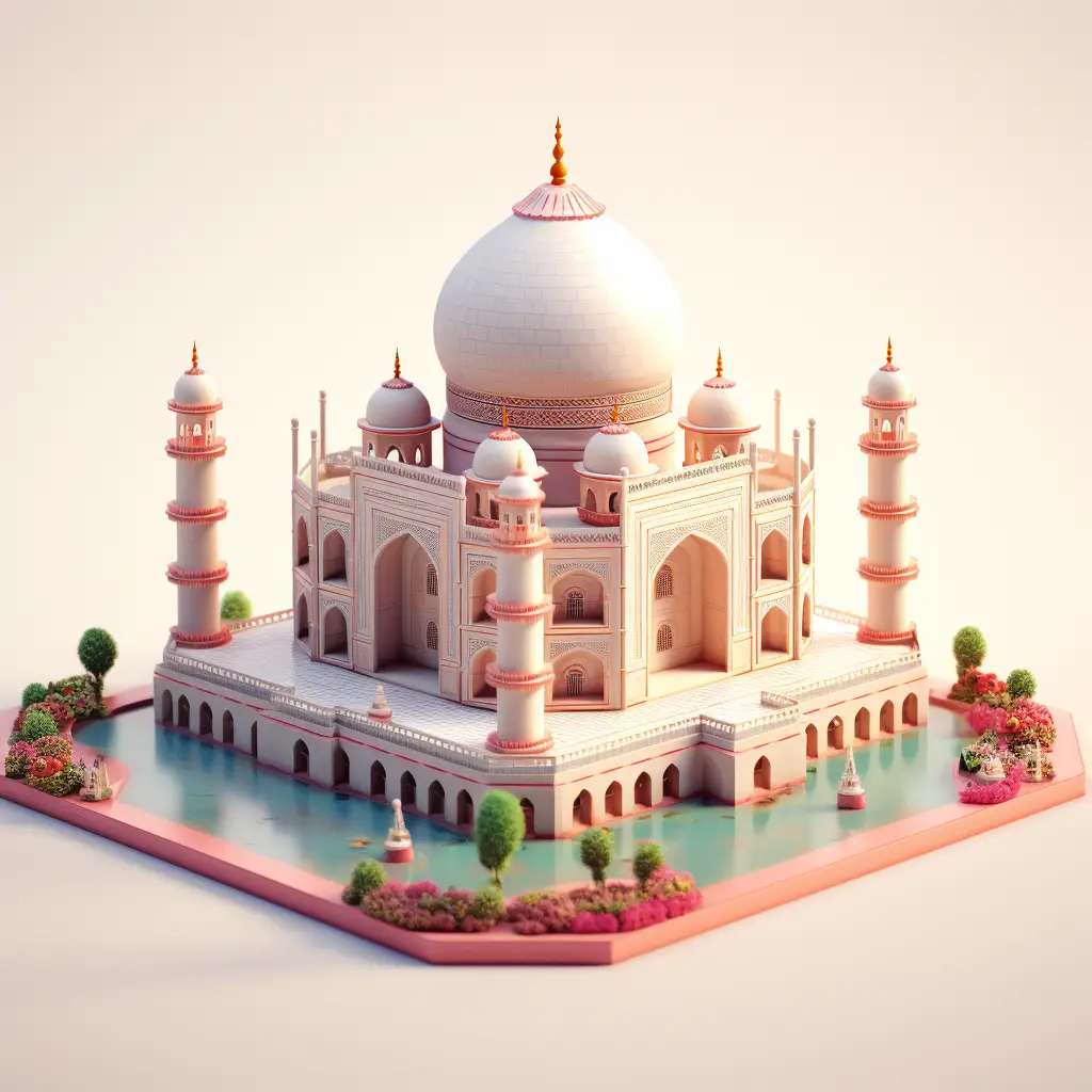 Taj Mahal 3D C4D model scene space