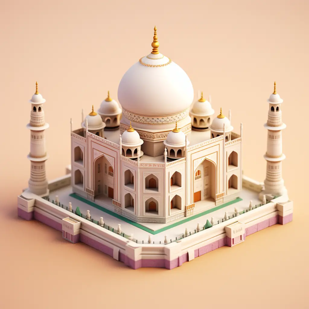Taj Mahal 3D C4D model space scene