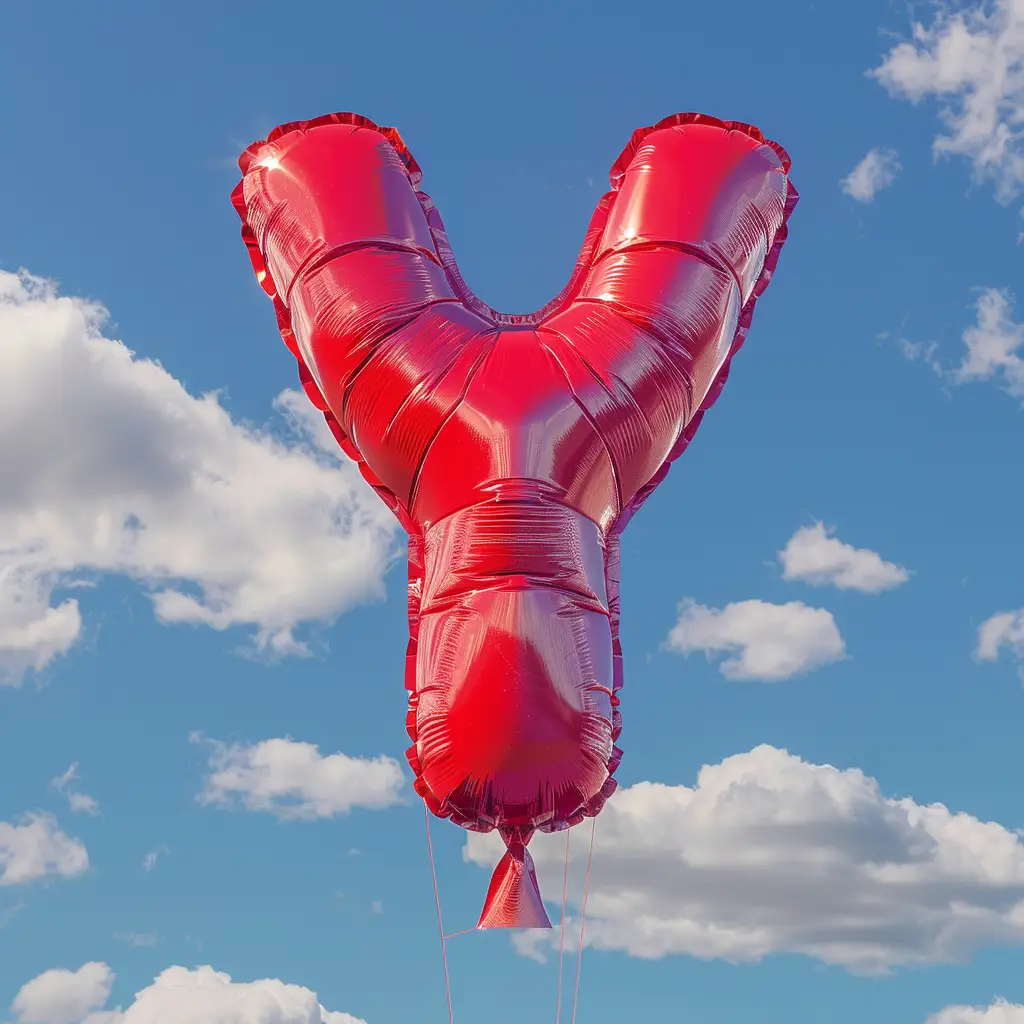 Y letter red balloon sky cloud 3D