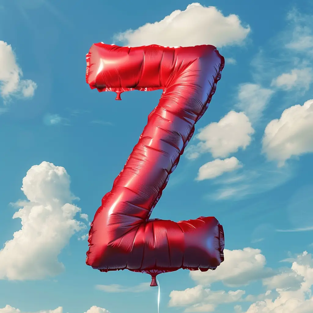 Z letter red balloon cloud 3D sky