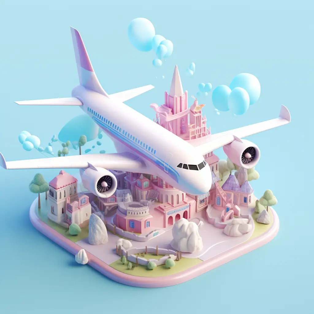 airplane airport scene C4D 3D model