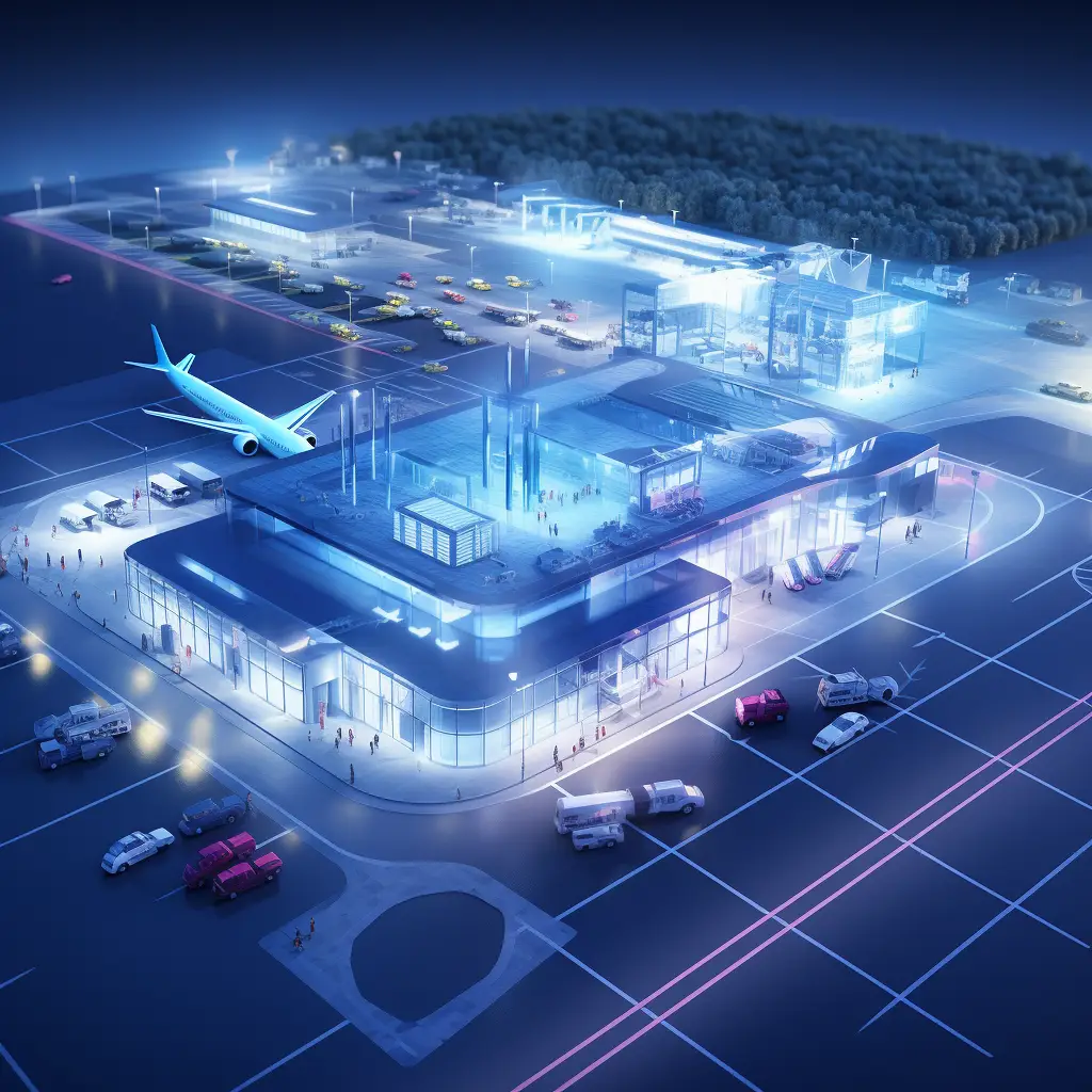 airplane airport scene blue technology 3D model