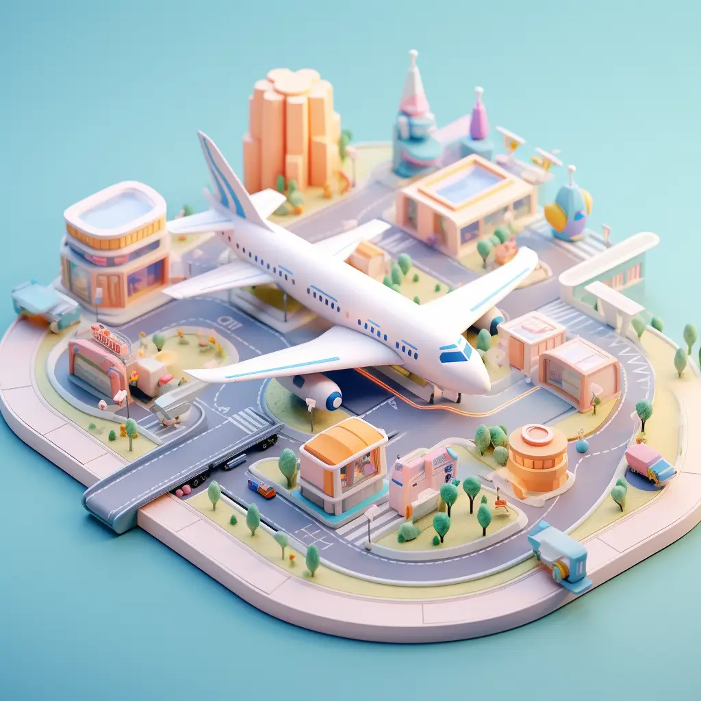 airport airliner plane scene 3D C4D model