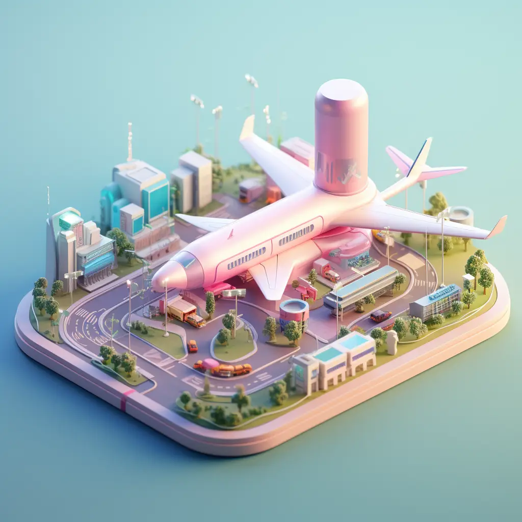 airport airliner plane scene C4D 3D model