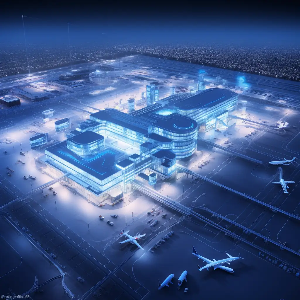 airport airplane scene blue technology 3D model