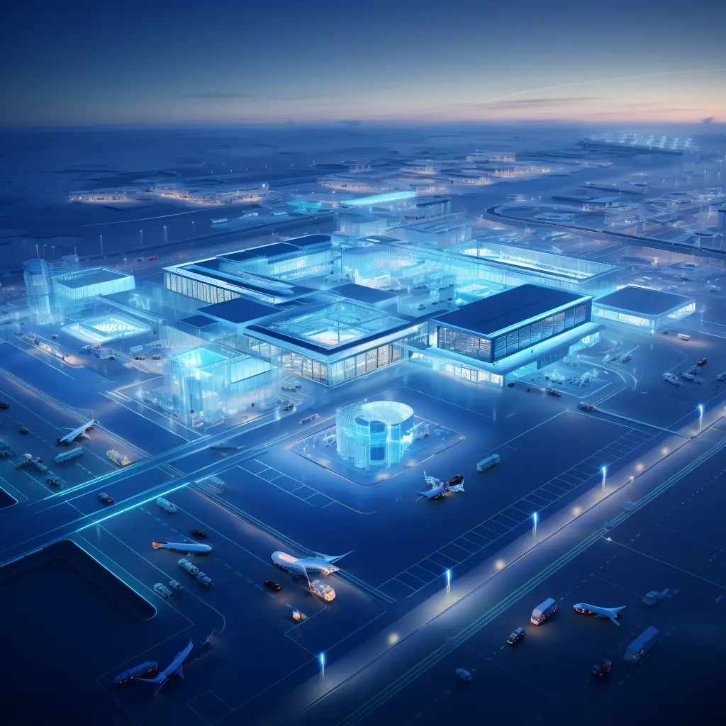 airport airplane scene blue technology model 3D