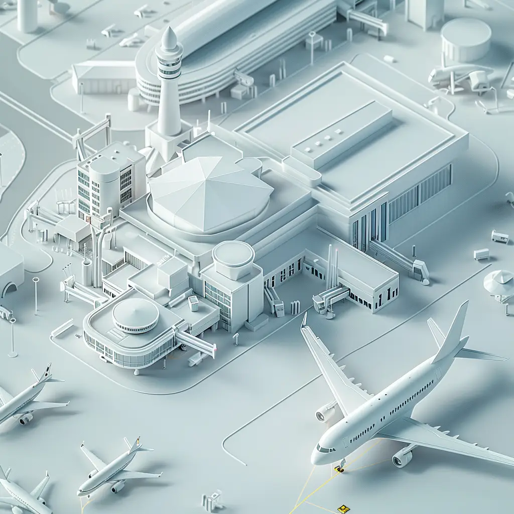 airport airplane scene white technology 3D model