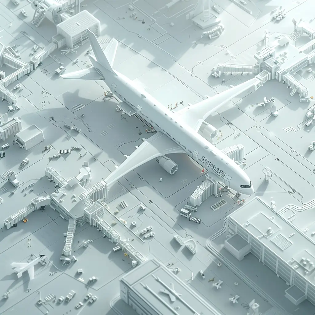 airport airplane scene white technology model 3D