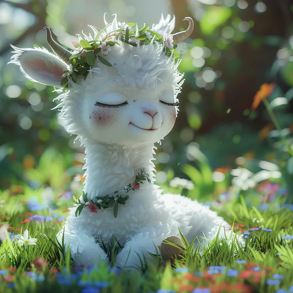 alpaca baby sleep cute cartoon animation 3D