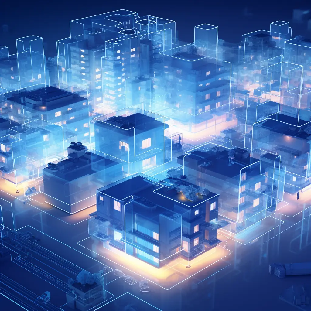 apartment city building blue scene technology 3D model