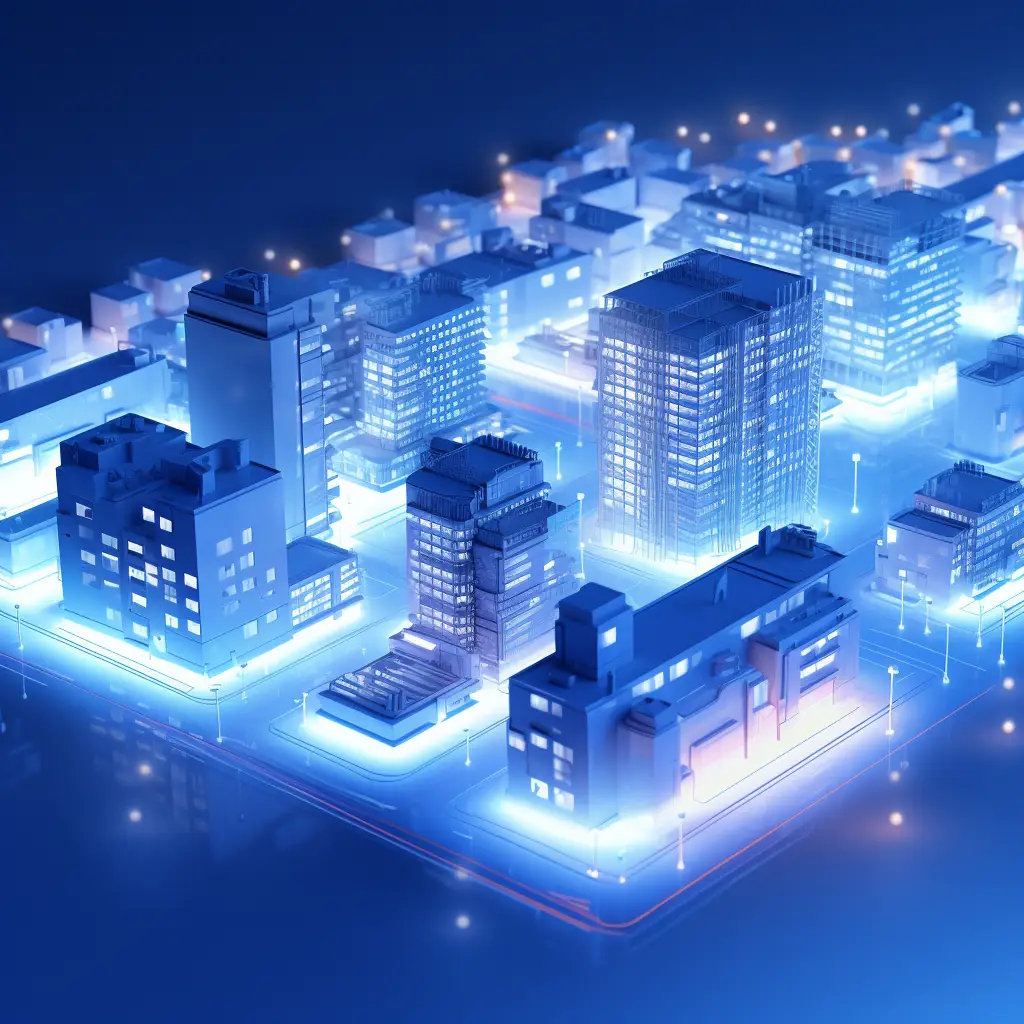 apartment city building blue scene technology model 3D