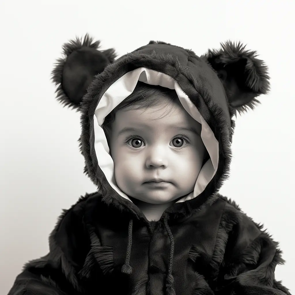 baby adorable cute black white photography head face silhouette front hoodie costume