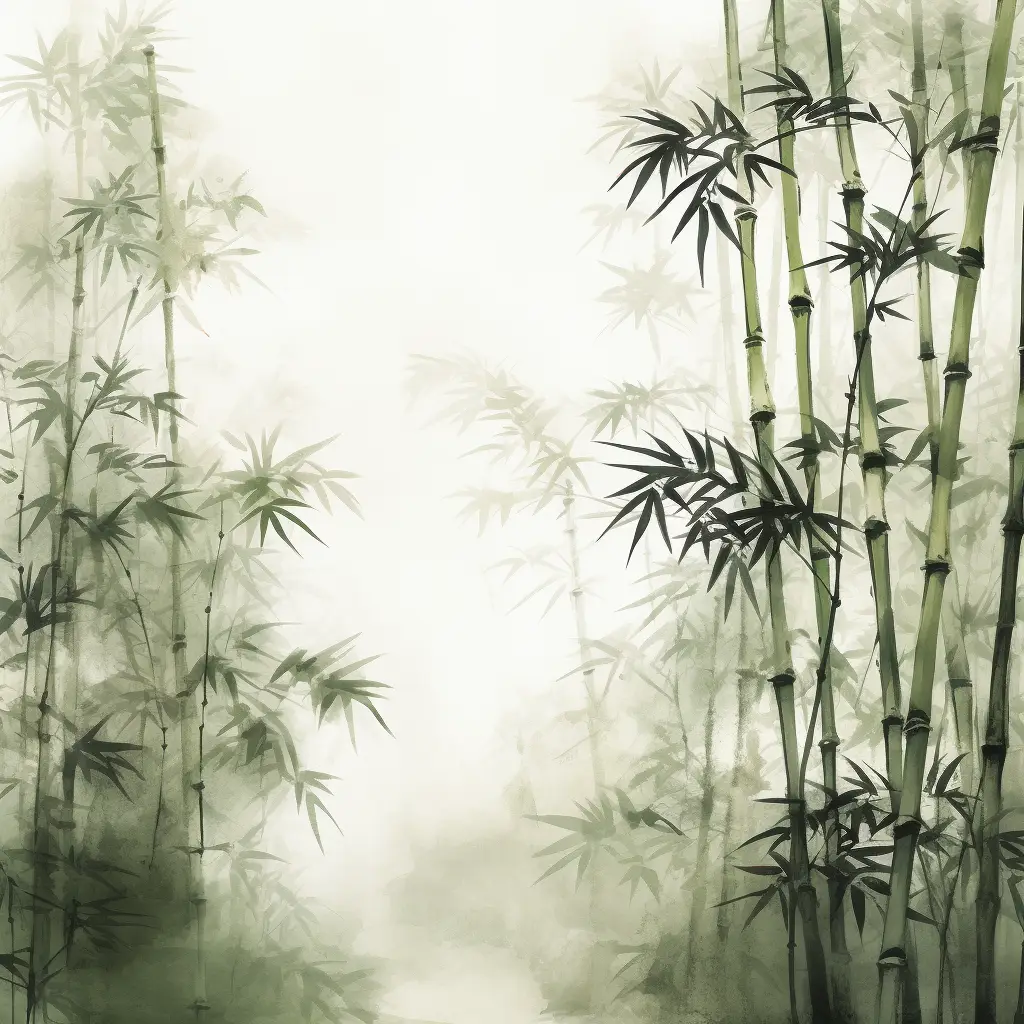 bamboo misty forest Chinese ink water wash painting