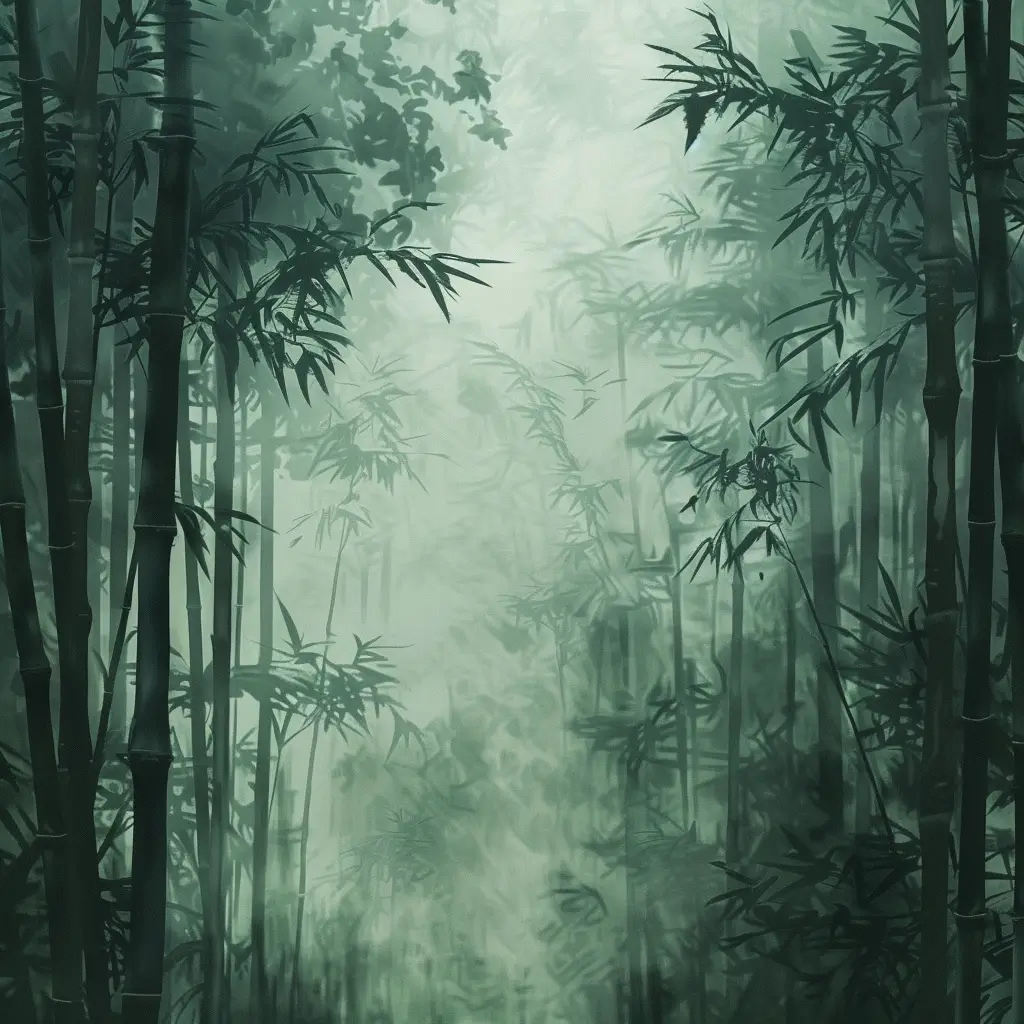 bamboo misty forest Chinese wash ink painting
