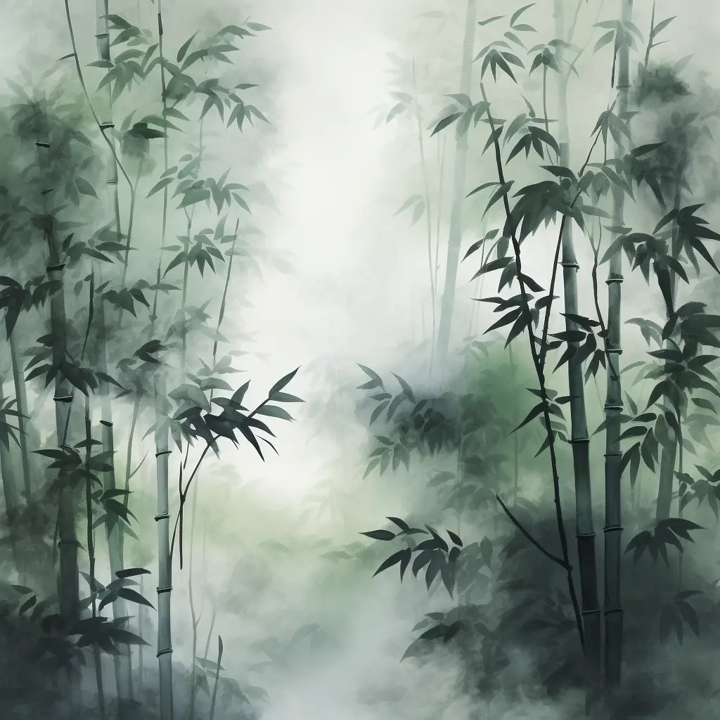bamboo misty forest ink water wash Chinese painting