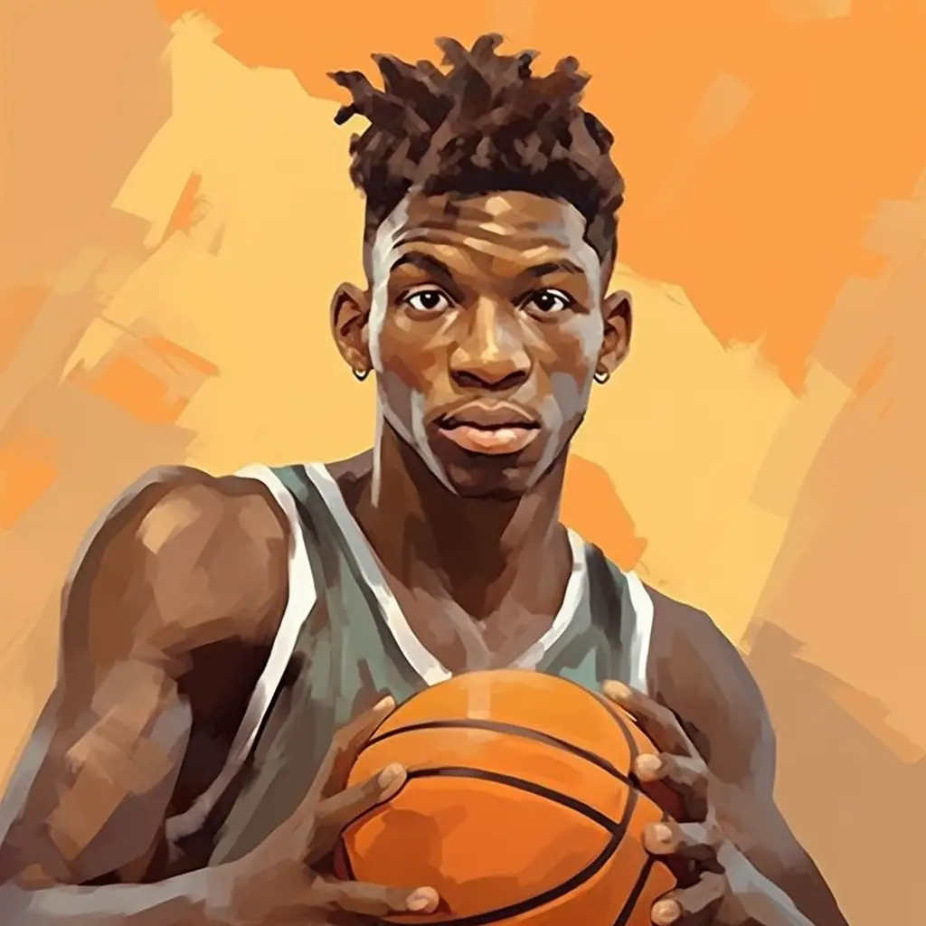 basketballer hoopman player hoopster African illustration cartoon painting face portrait