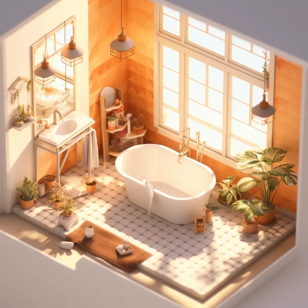 bathroom scene bathtub 3D C4D model space