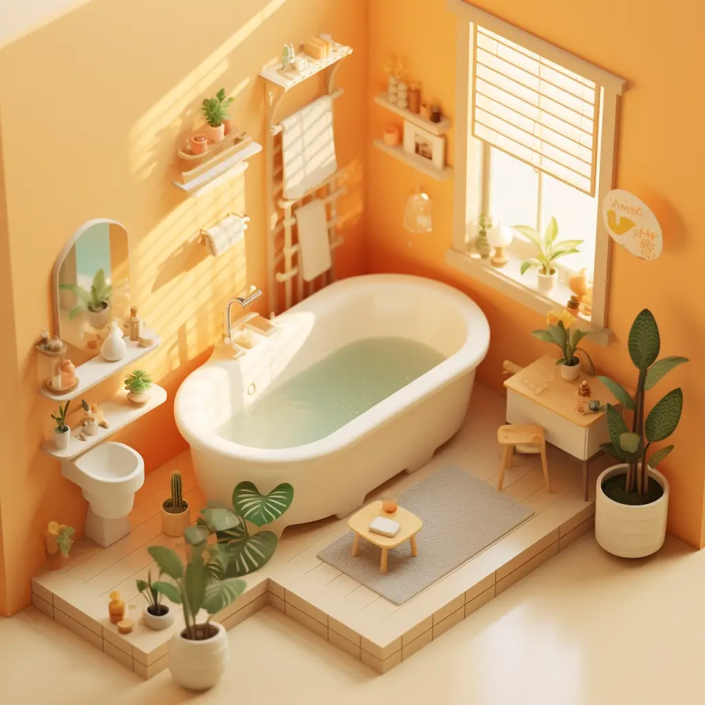 bathroom scene bathtub 3D C4D space model
