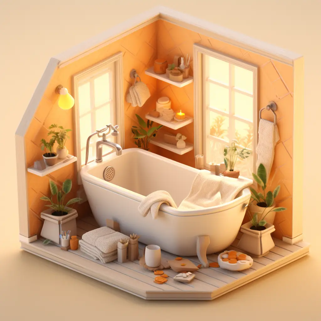 bathroom scene bathtub C4D 3D model space