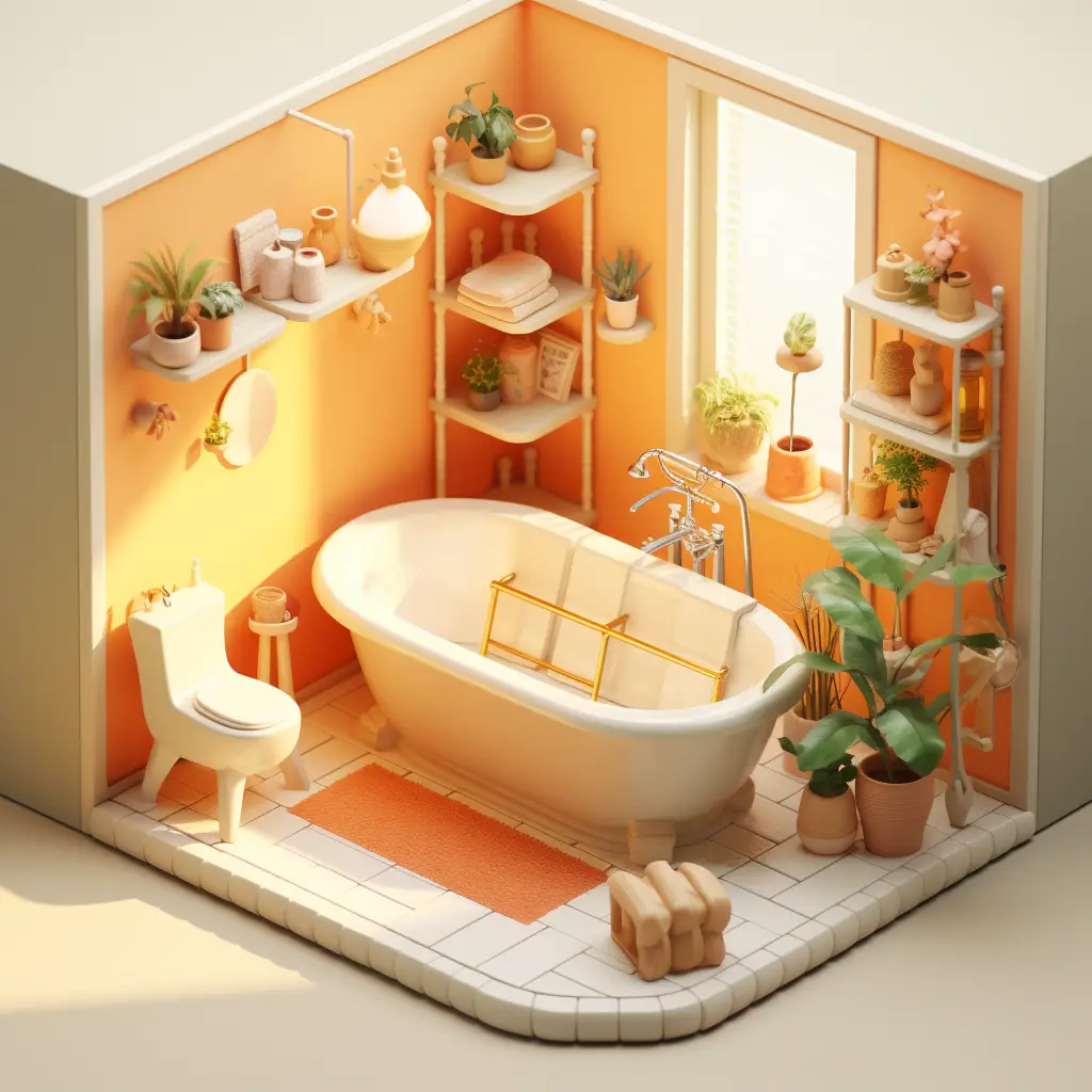 bathroom scene bathtub C4D 3D space model