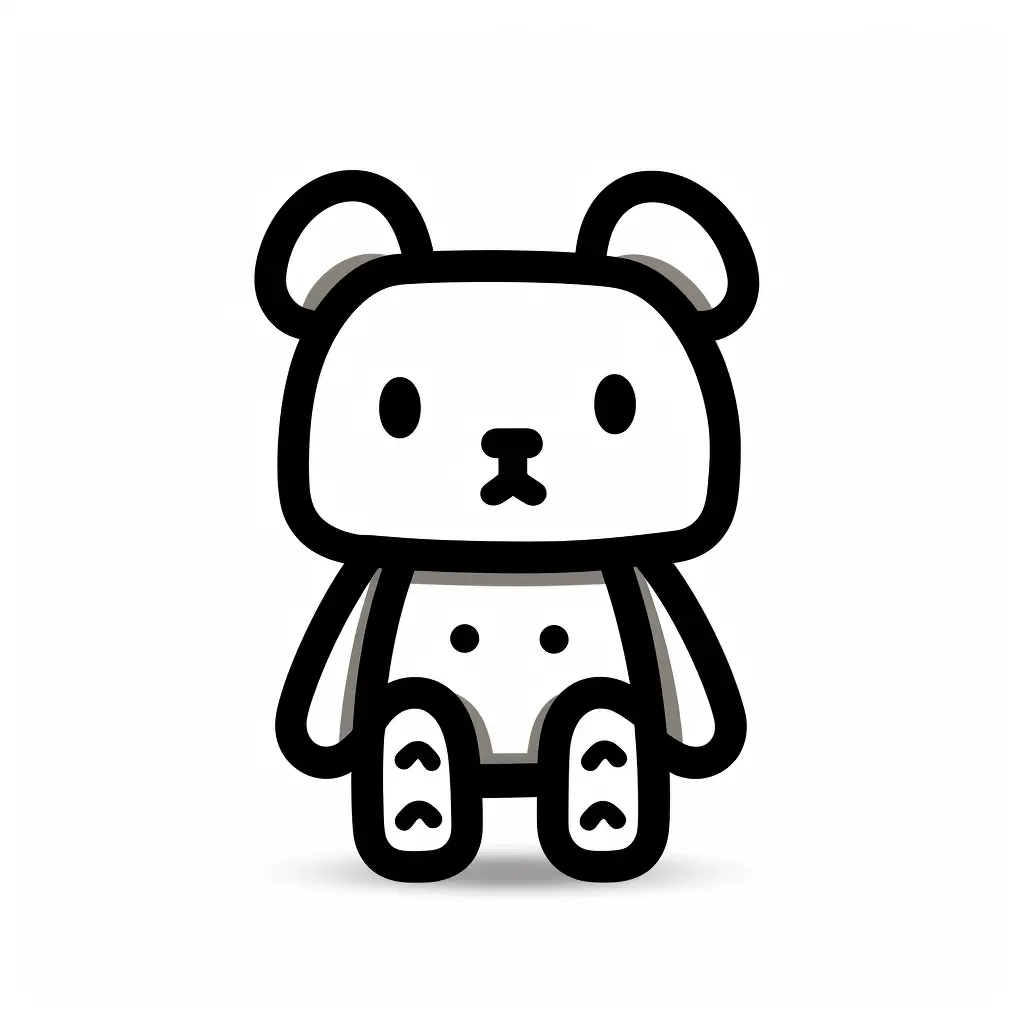 bear stick figure abstract hand drawn doodle thick line logo icon vector