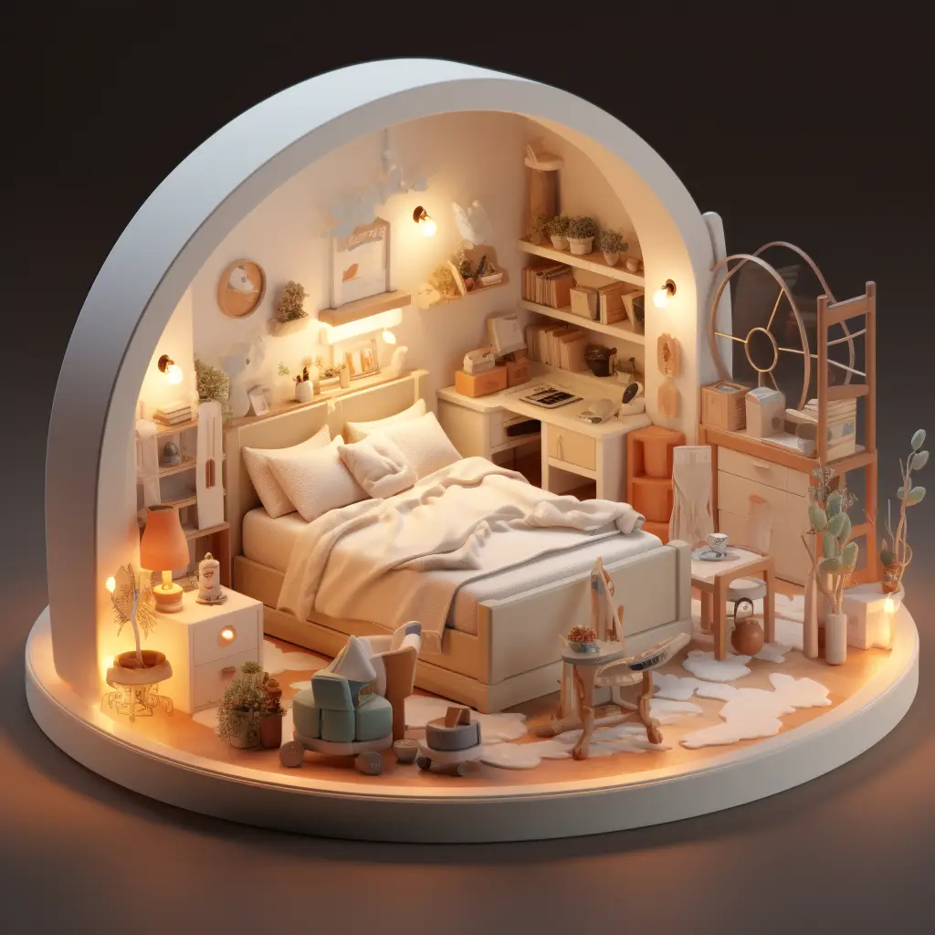 bedroom bedchamber bed light C4D 3D space model scene