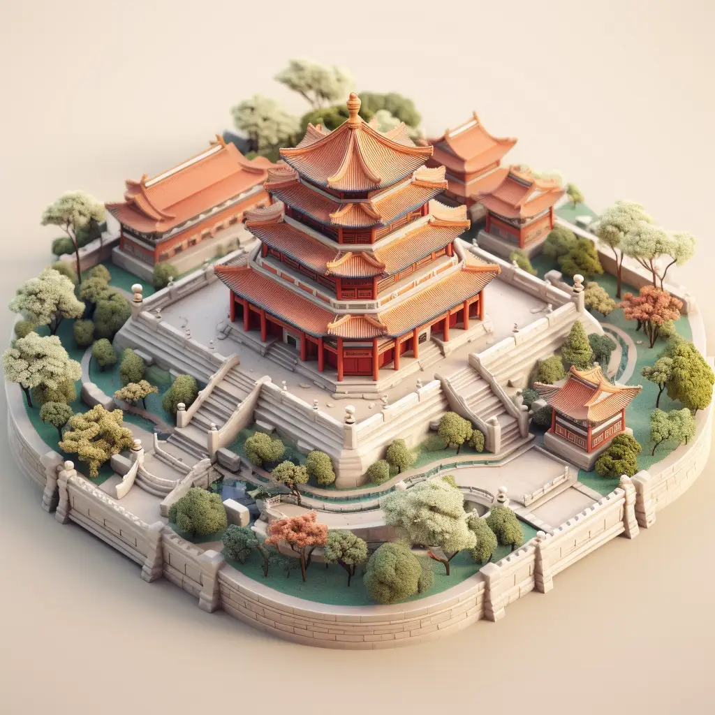 Beijing Peking palace ancient building 3D C4D model space scene