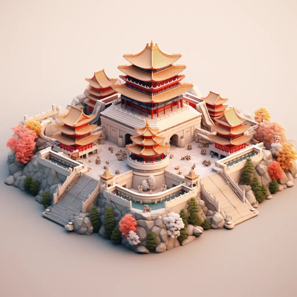 Beijing Peking palace ancient building 3D C4D space model scene