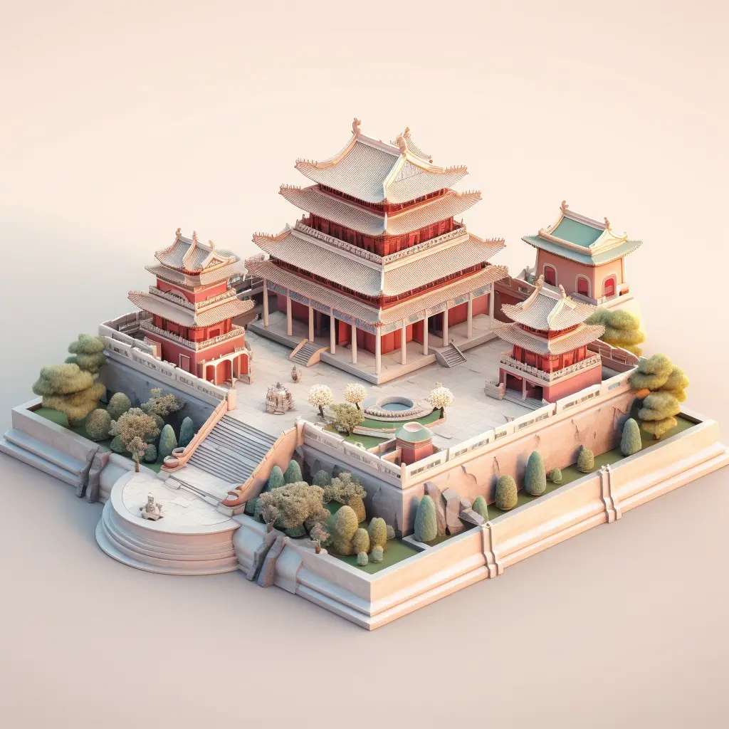 Beijing Peking palace ancient building C4D 3D model space scene