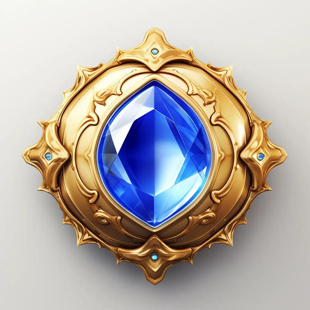 blue gemstone sorcerer stone precious icon 3D material game UI art golden gold