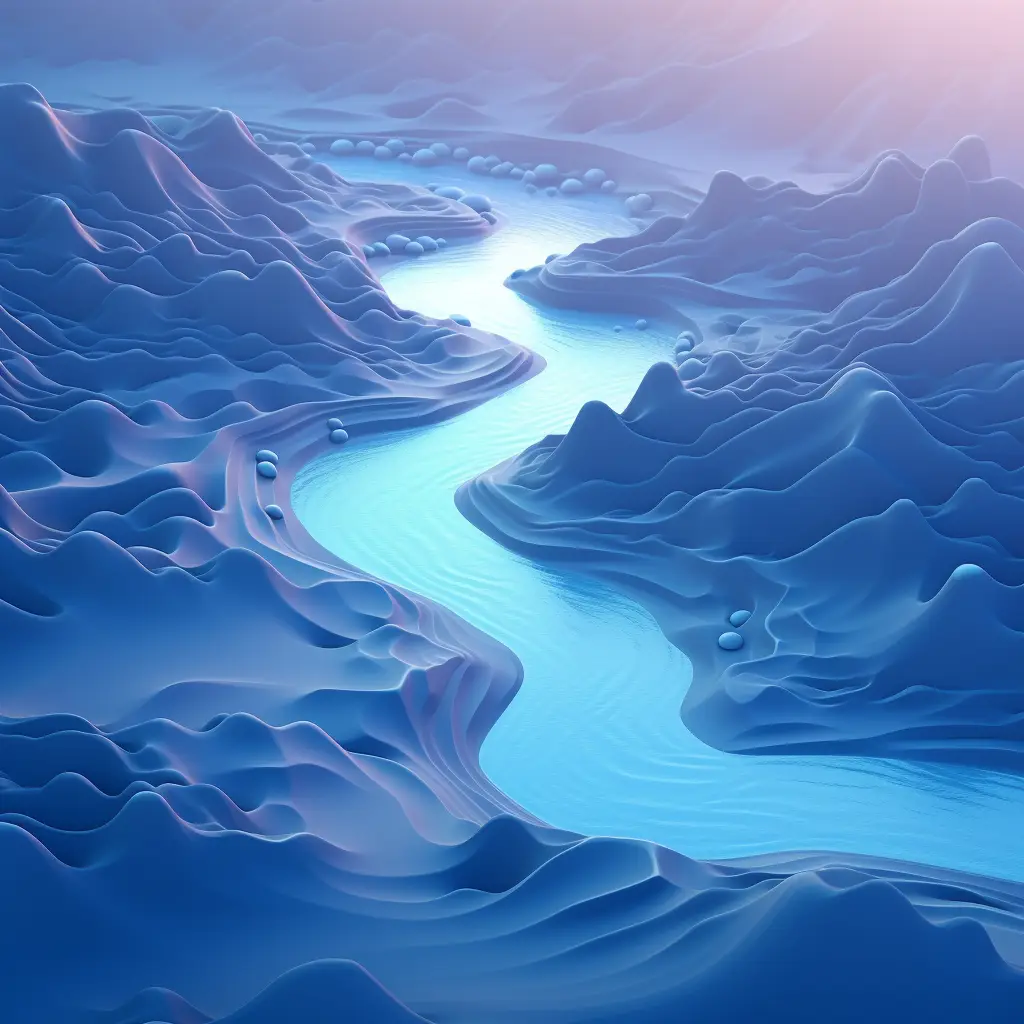 blue river scene model 3D