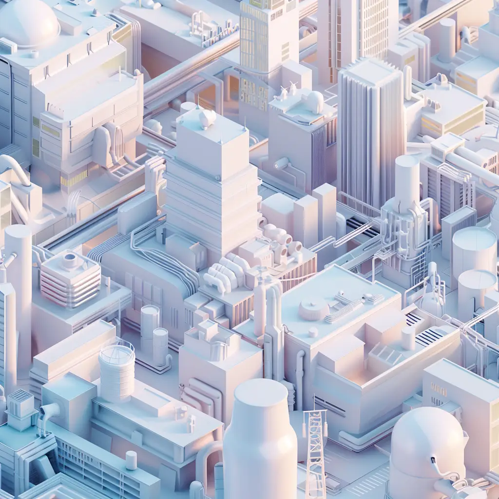 building city technology white scene 3D model